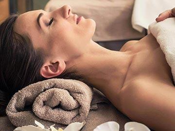Woman relaxing in a spa.