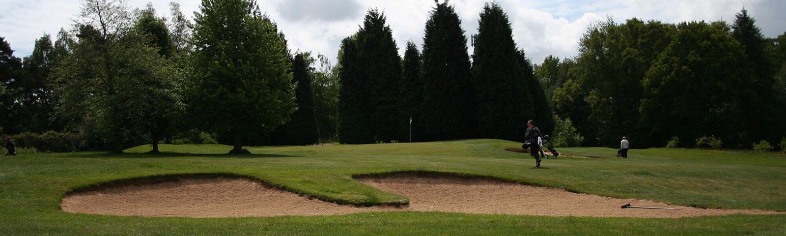 A view of the sand hazards in front of one of the greens at Lingfield Park Resort.