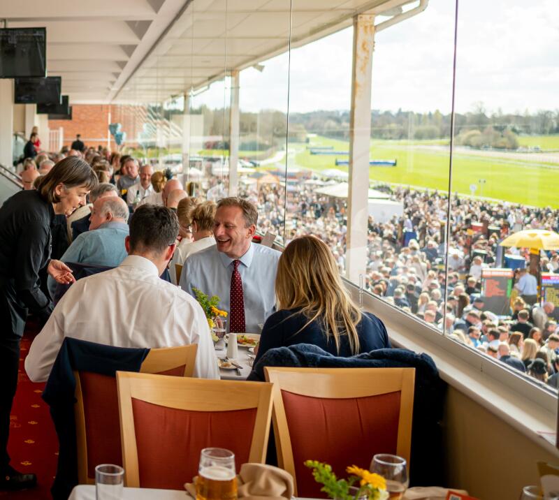 Table of guests enjoying hospitality at Lingfield Park