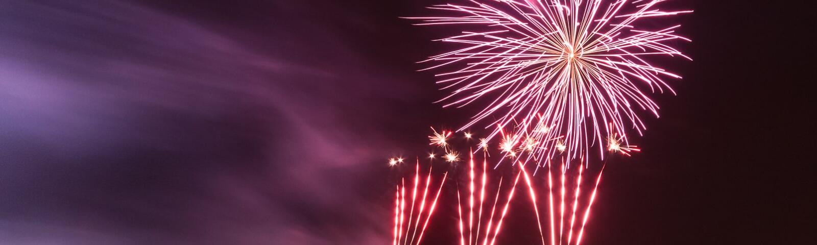 Bright fireworks bursting in the sky