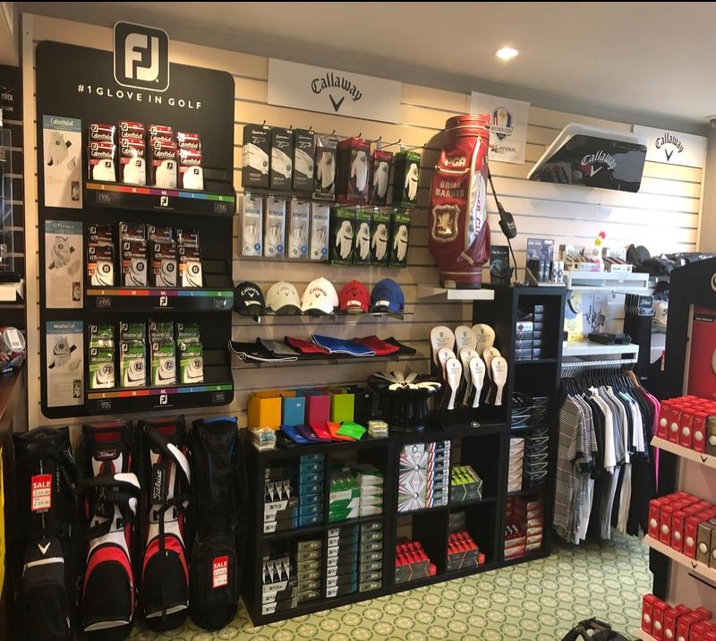fully stocked pro shop at lingfield park resort golf club in surrey, near london