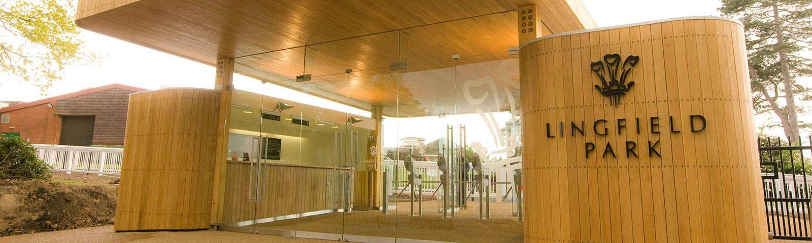 A view of the entrance at Lingfield Park Racecourse